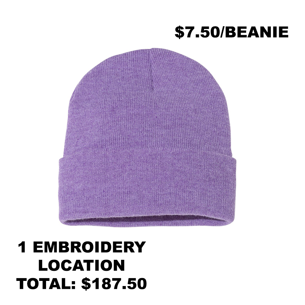 Heather Purple Beanies (QTY: 25)