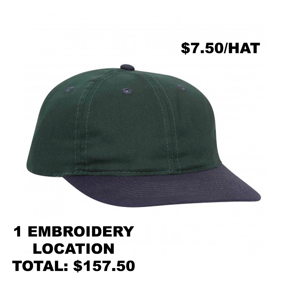 6 Panel Snapbacks - Green/Navy (QTY: 21)