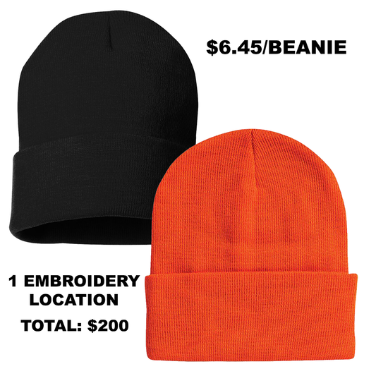 Embroidered Black & Orange Beanies (QTY: 31)