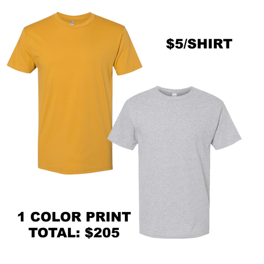 Next Level Shirt - Gold / M&O Ath. Gray Shirt (QTY: 41)