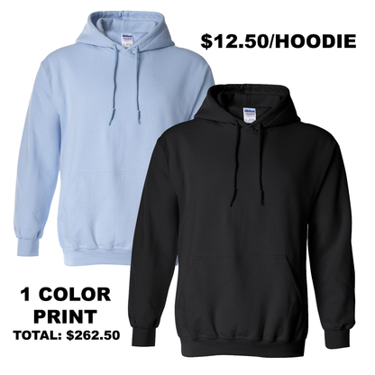 Gildan Heavy Blend Hoodies - Light Blue & Black (QTY: 21)