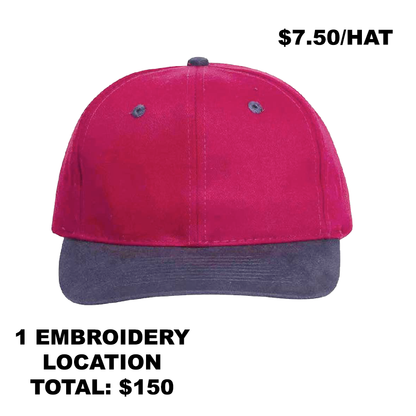 6 Panel Snapbacks - Maroon/Navy (QTY: 20)