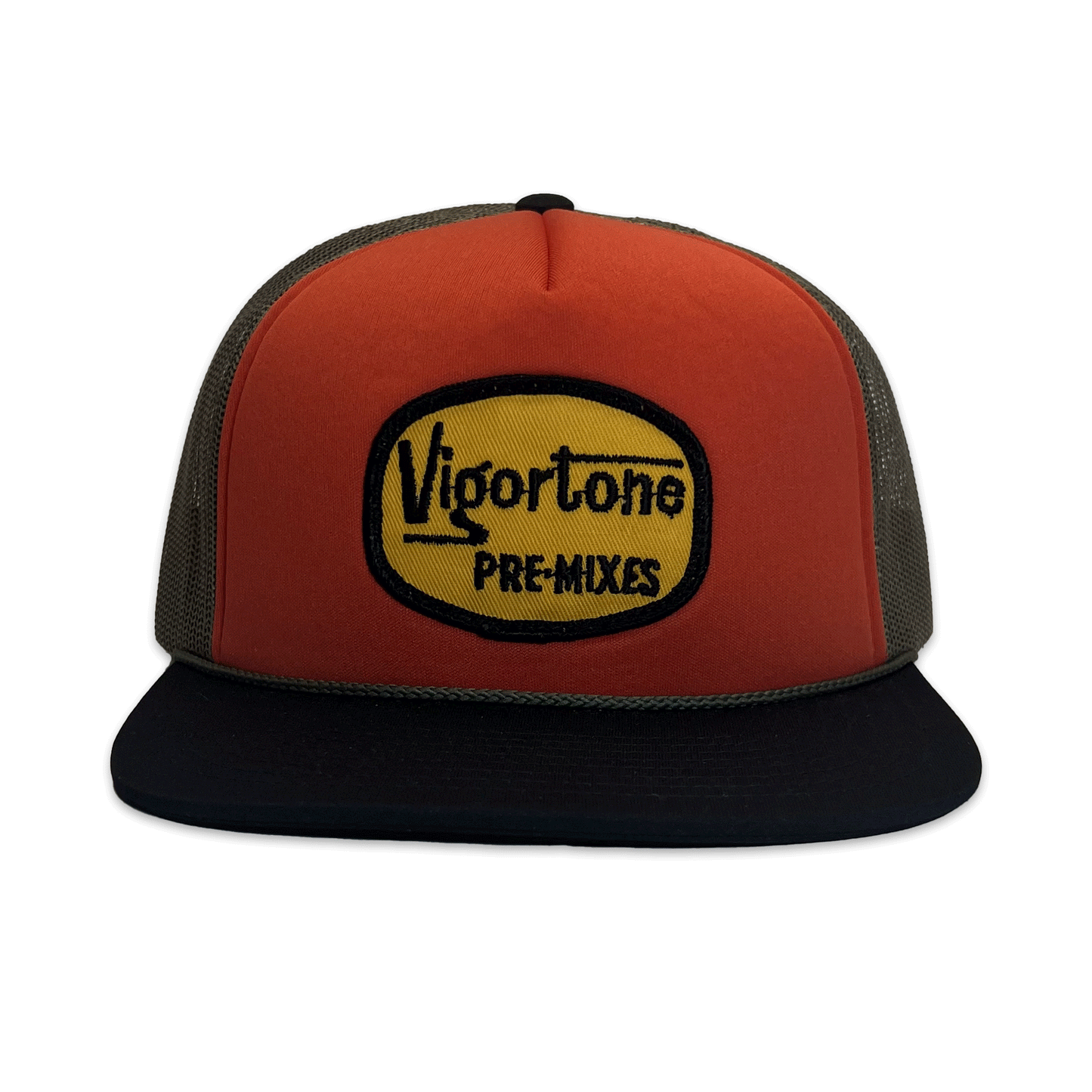Vigortone. Hat. Dark Orange/Black/Green